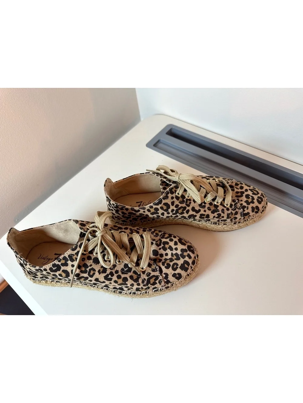 Vintage 7 Eight Leopard Print Espadrille Sneakers
